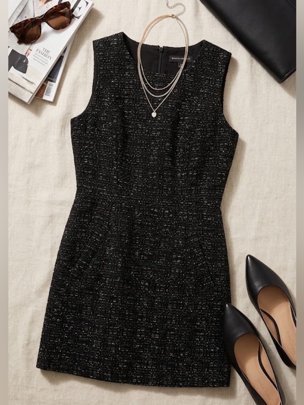 Banana Republic Black Tweed Mini Dress with Silver Sparkle